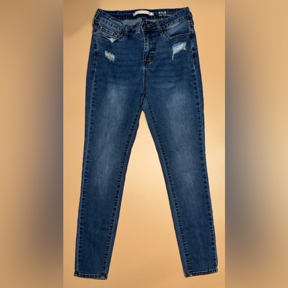 !iT Kylie High Rise Curvy Skinny Ankle Women Blue Jeans; Size 6